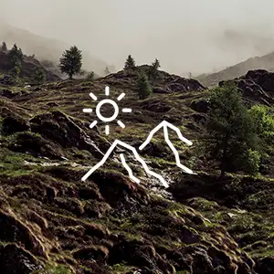 Offroad Steine Gebirge Icon weiß